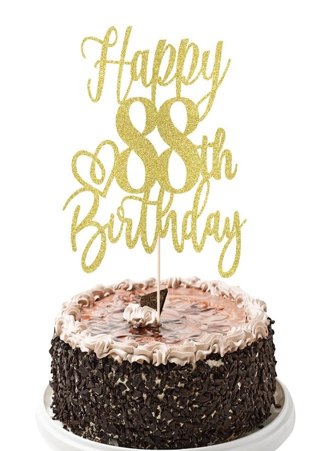 YUINYO Glitter Happy 88th Birthday Cake Topper,Cheers to 88 Years,happy 88th Birthday Cake Topper,88th Anniversary Cake Topper, men and women 88years old happy birthday Party Decoration(88th Gold) - Image 1